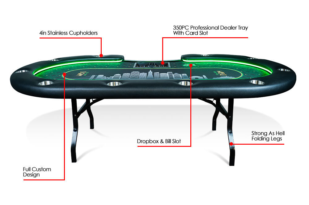 The Aces Pro Alpha LED Folding Leg Poker Table