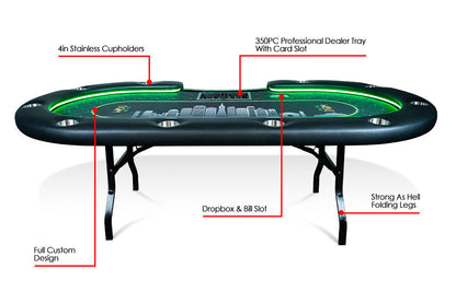 The Aces Pro Alpha LED Folding Leg Poker Table